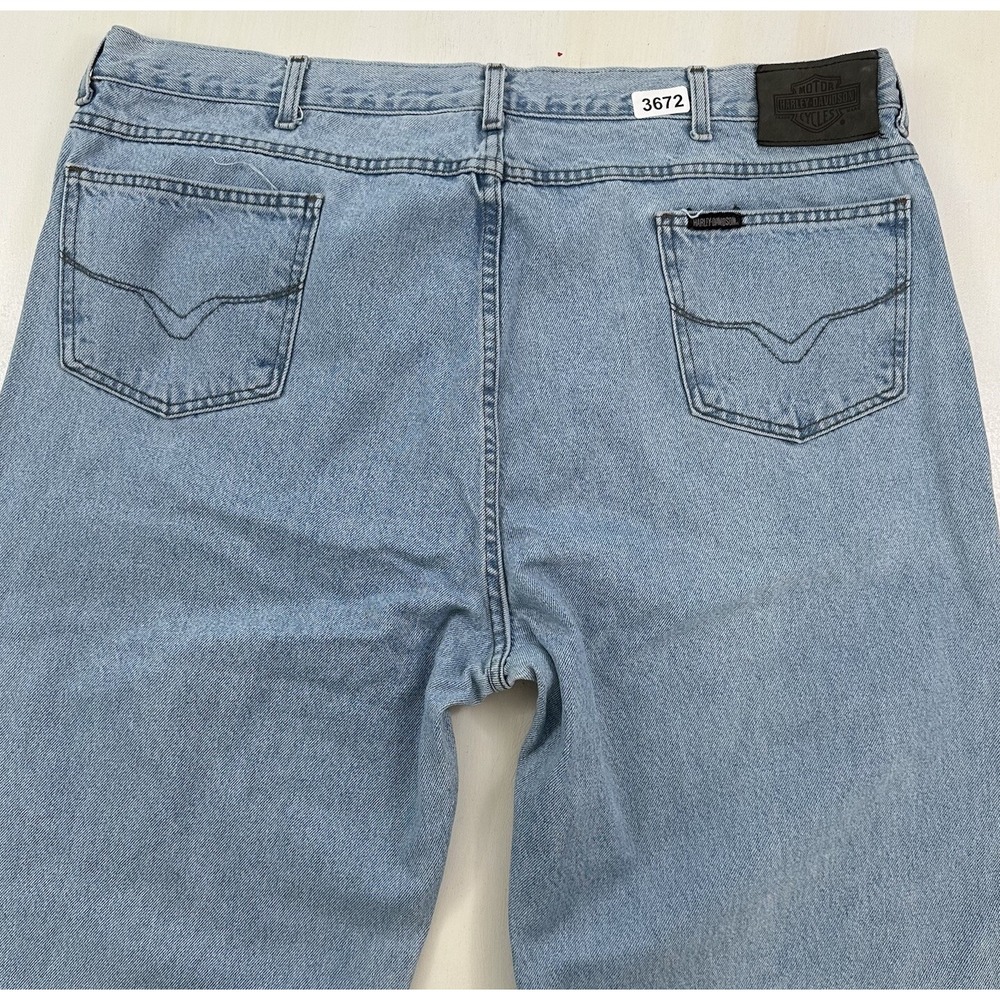 VTG Harley Davidson Light Wash Jeans Mens 43x34 Blue Traditional Straight Tag 46